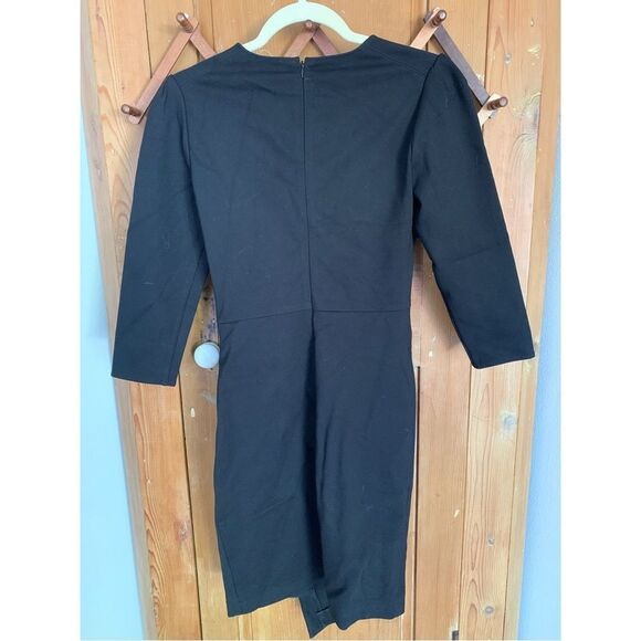 Shoshanna Ralph stretch crepe 3/4 sleeve runched midi dress - Picture 3 of 11